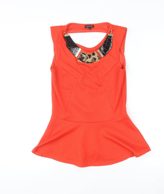 Womens UK Size 8 River Island Orange Peplum Blouse