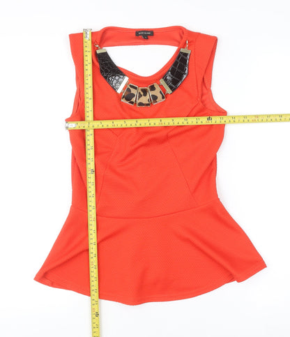 Womens UK Size 8 River Island Orange Peplum Blouse