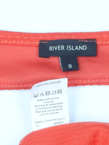 Womens UK Size 8 River Island Orange Peplum Blouse