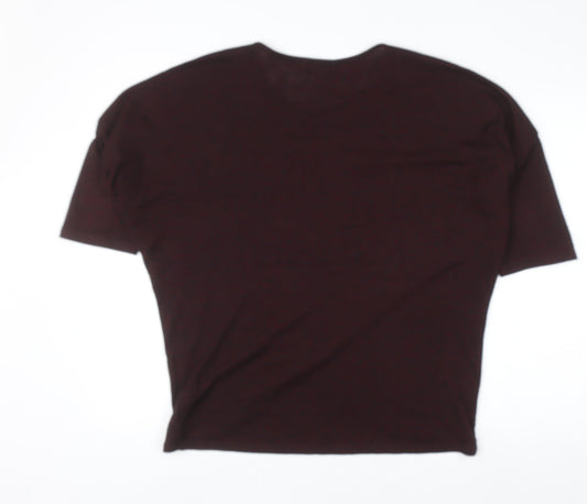 Womens UK Size 14 Apricot Brown Wrap T-Shirt