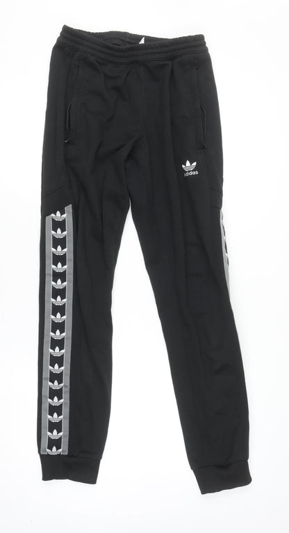 adidas Boys Black Jogger Activewear Trousers Size S with Side Stripe