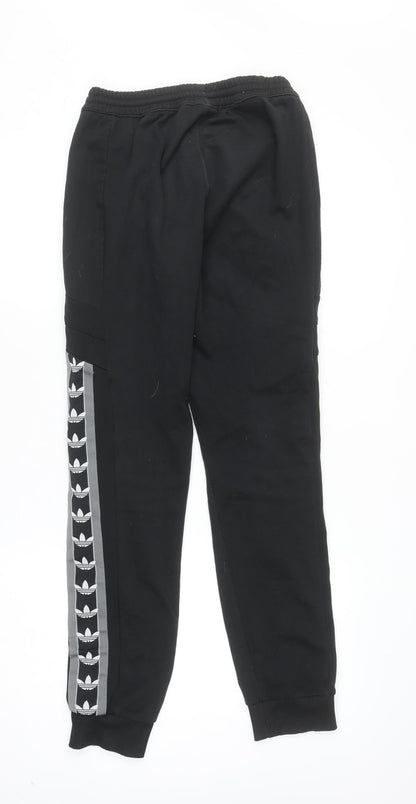 adidas Boys Black Jogger Activewear Trousers Size S with Side Stripe