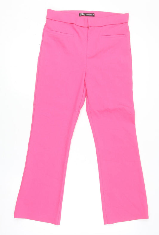 Womens UK Size M Zara Regular Fit Casual Business Pink Trousers