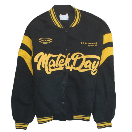 Mens UK Size S Bershka Black Varsity Jacket