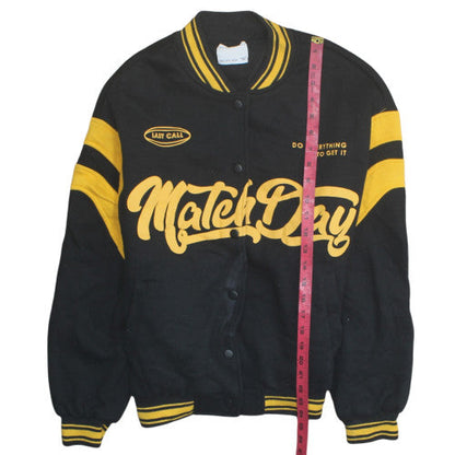Mens UK Size S Bershka Black Varsity Jacket