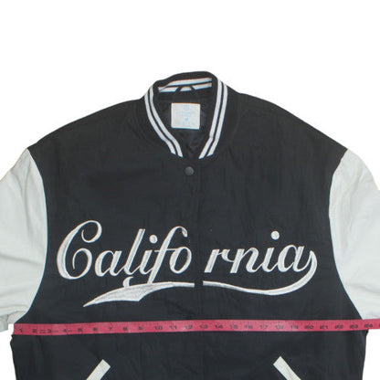 Primark Men Black Varsity Jacket California Embroidered M