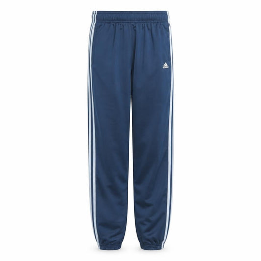 Front view of Adidas boys’ blue track pants 10-11 years regular fit elastic waist