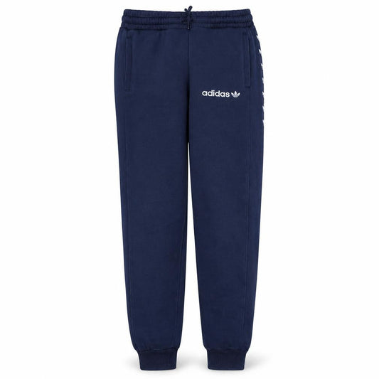Front view of adidas boys’ blue jogger fleece activewear trousers 13-14 years
