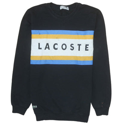 Lacoste Men's Black Slim Fit Logo Stripe Pullover Sweatshirt L