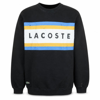 Lacoste Men's Black Slim Fit Logo Stripe Pullover Sweatshirt L
