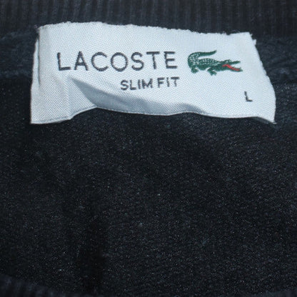 Lacoste Men's Black Slim Fit Logo Stripe Pullover Sweatshirt L