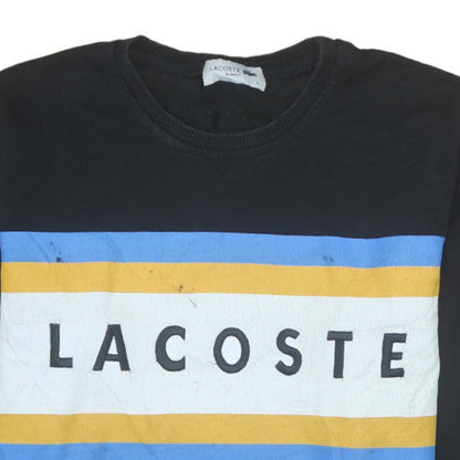 Lacoste Men's Black Slim Fit Logo Stripe Pullover Sweatshirt L