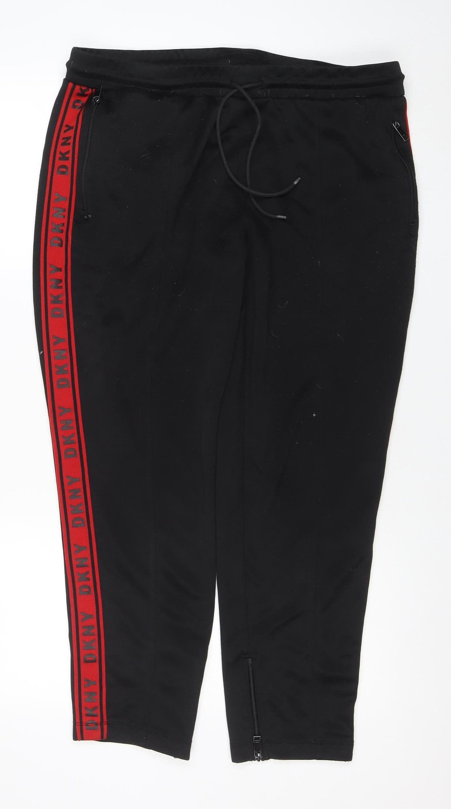 Mens UK Size L DKNY Regular Fit Track Pants Black Trousers