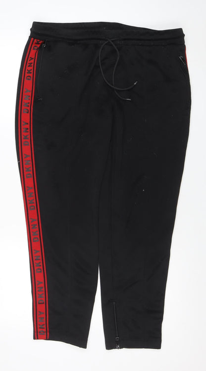 Mens UK Size L DKNY Regular Fit Track Pants Black Trousers