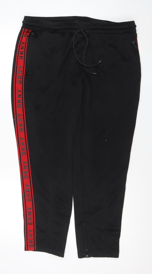 Mens UK Size L DKNY Regular Fit Track Pants Black Trousers
