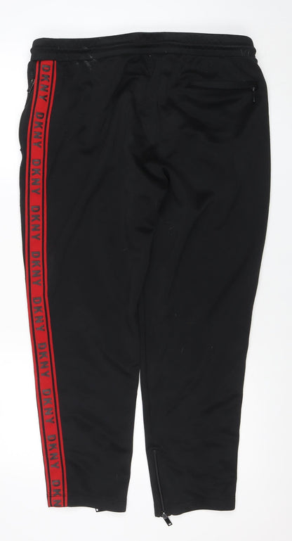 Mens UK Size L DKNY Regular Fit Track Pants Black Trousers