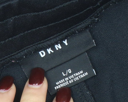 Mens UK Size L DKNY Regular Fit Track Pants Black Trousers
