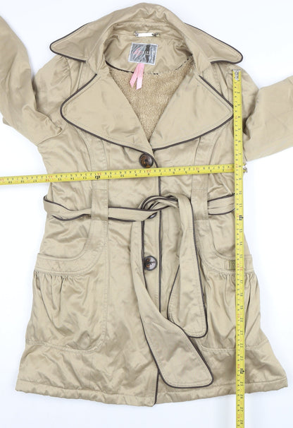 Womens UK Size 10 Lipsy Beige Trench Coat