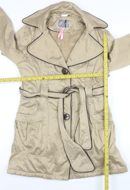Womens UK Size 10 Lipsy Beige Trench Coat