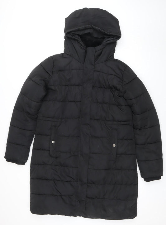 Nutmeg Womens Black Size 14 Hooded Puffer Jacket