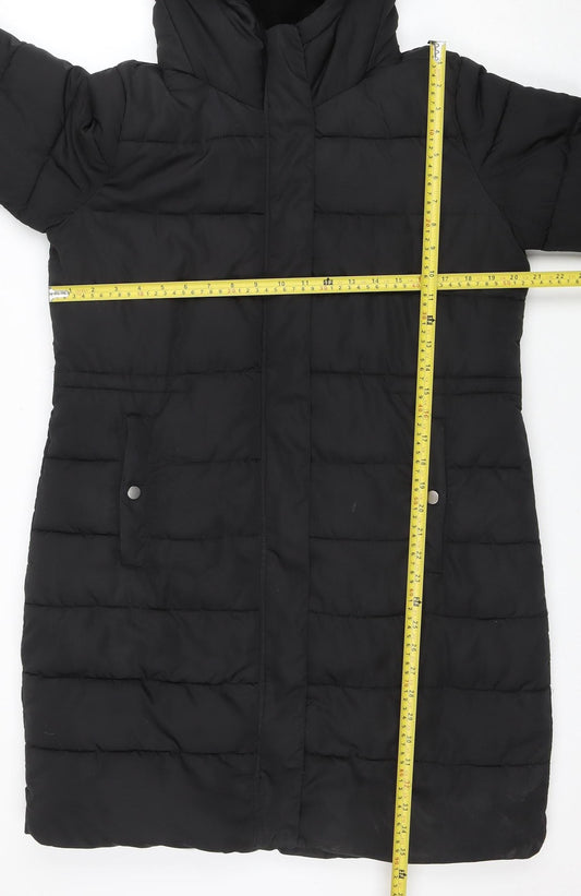 Nutmeg Womens Black Size 14 Hooded Puffer Jacket