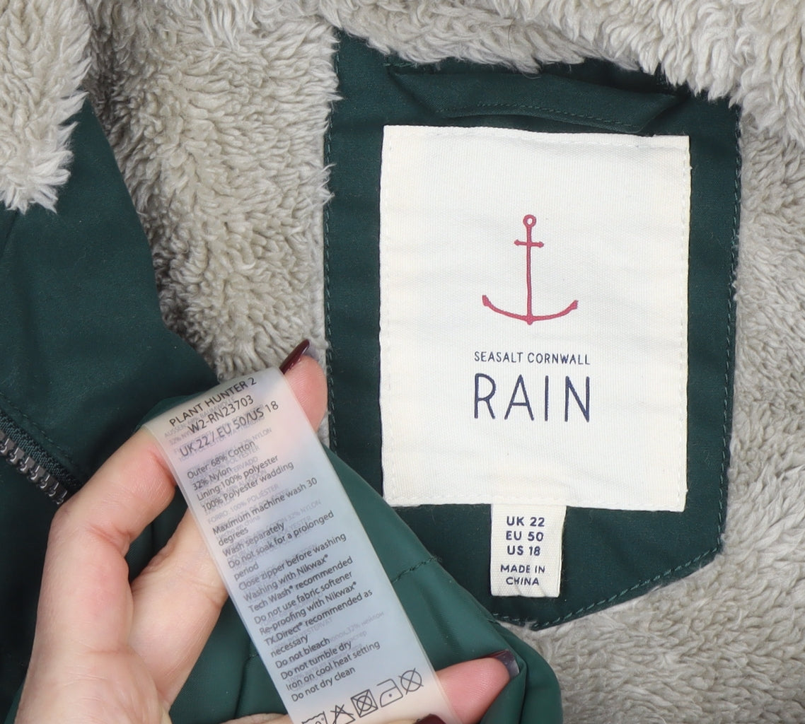 Womens UK Size 22 Seasalt Cornwall Green Rain Coat