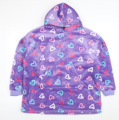 Snuggle Girls Purple Heart Print Hooded Fleece Jacket 11-13 Years Winter