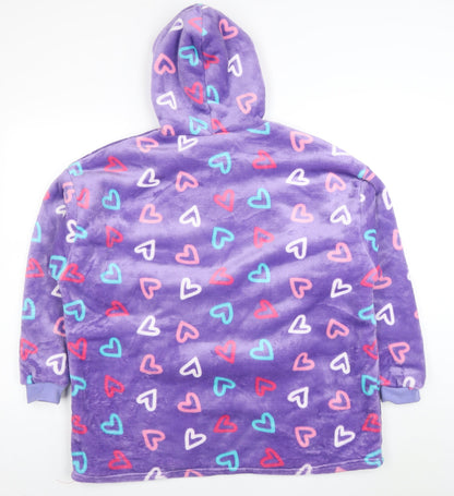 Snuggle Girls Purple Heart Print Hooded Fleece Jacket 11-13 Years Winter