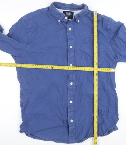 Charles Tyrwhitt Men's Blue Slim Fit Cotton Button-Up Shirt M