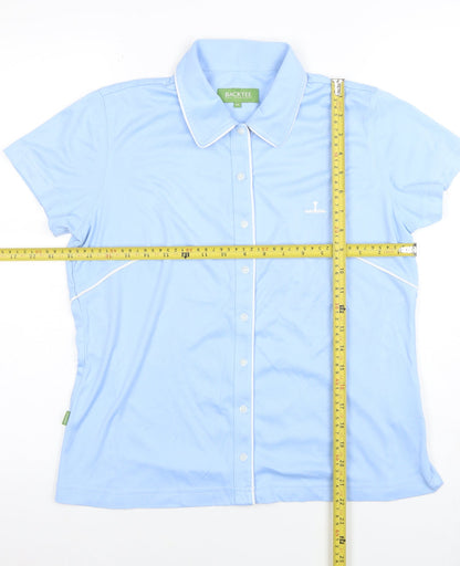 Womens UK Size M BACKTEE Blue Basic Polo