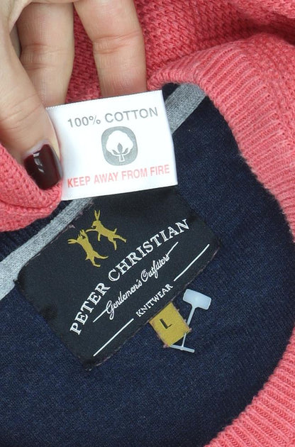 Mens UK Size L Peter Christian Pink Pullover Jumper