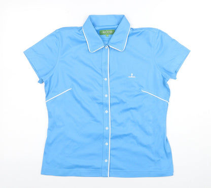 Womens UK Size M BACKTEE Blue Polo Button-Up