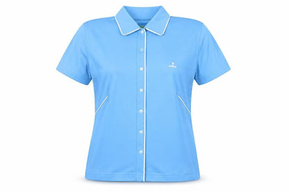 Womens UK Size M BACKTEE Blue Polo Button-Up