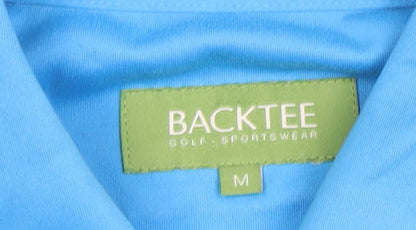 Womens UK Size M BACKTEE Blue Polo Button-Up