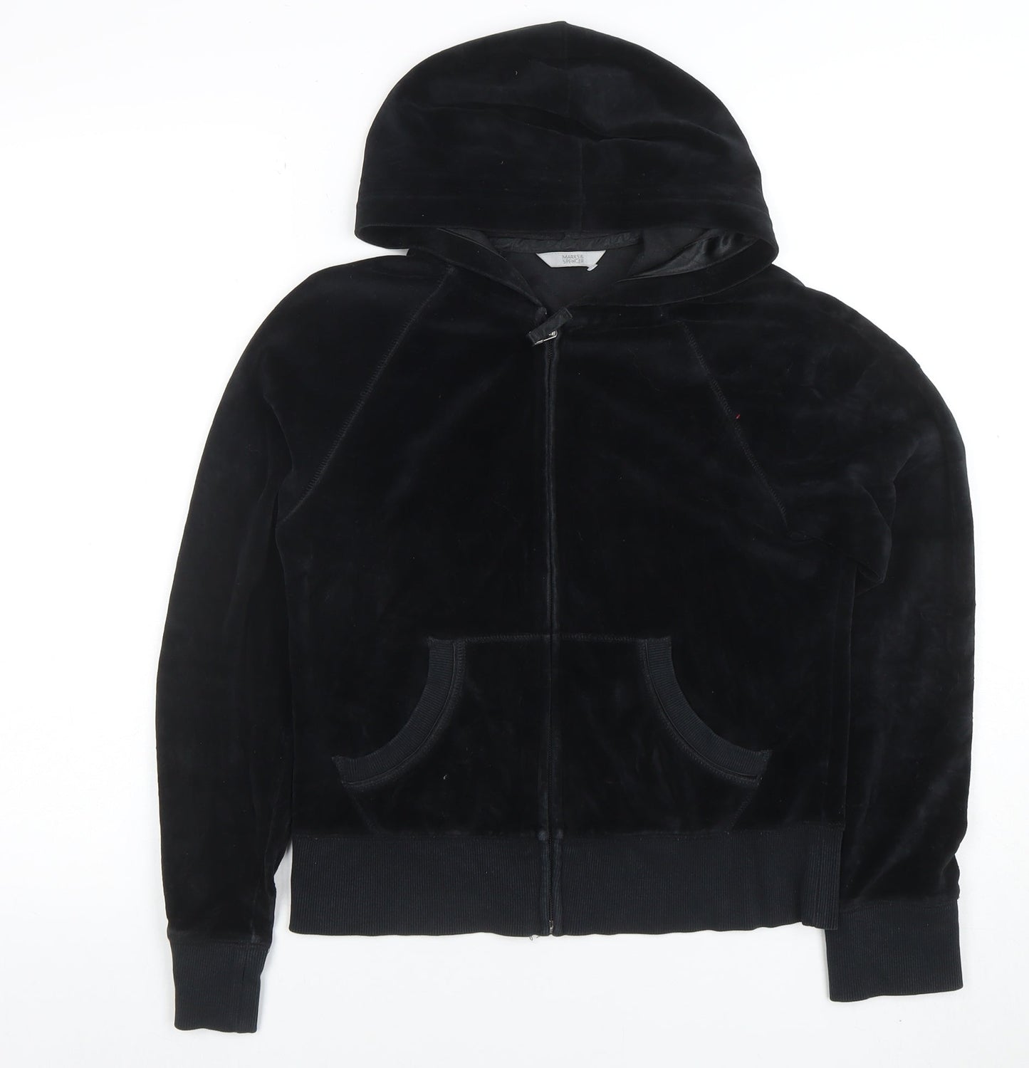 Womens UK Size 10 Marks and Spencer Black Full Zip Hoodie
