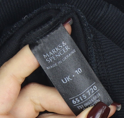 Womens UK Size 10 Marks and Spencer Black Full Zip Hoodie