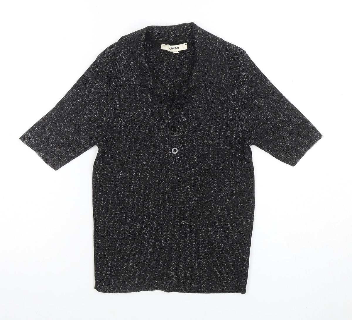 Womens UK Size M Koton Black Basic Button-Up