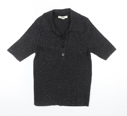Womens UK Size M Koton Black Basic Button-Up