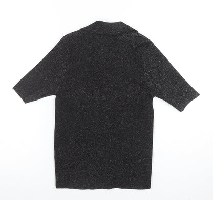 Womens UK Size M Koton Black Basic Button-Up