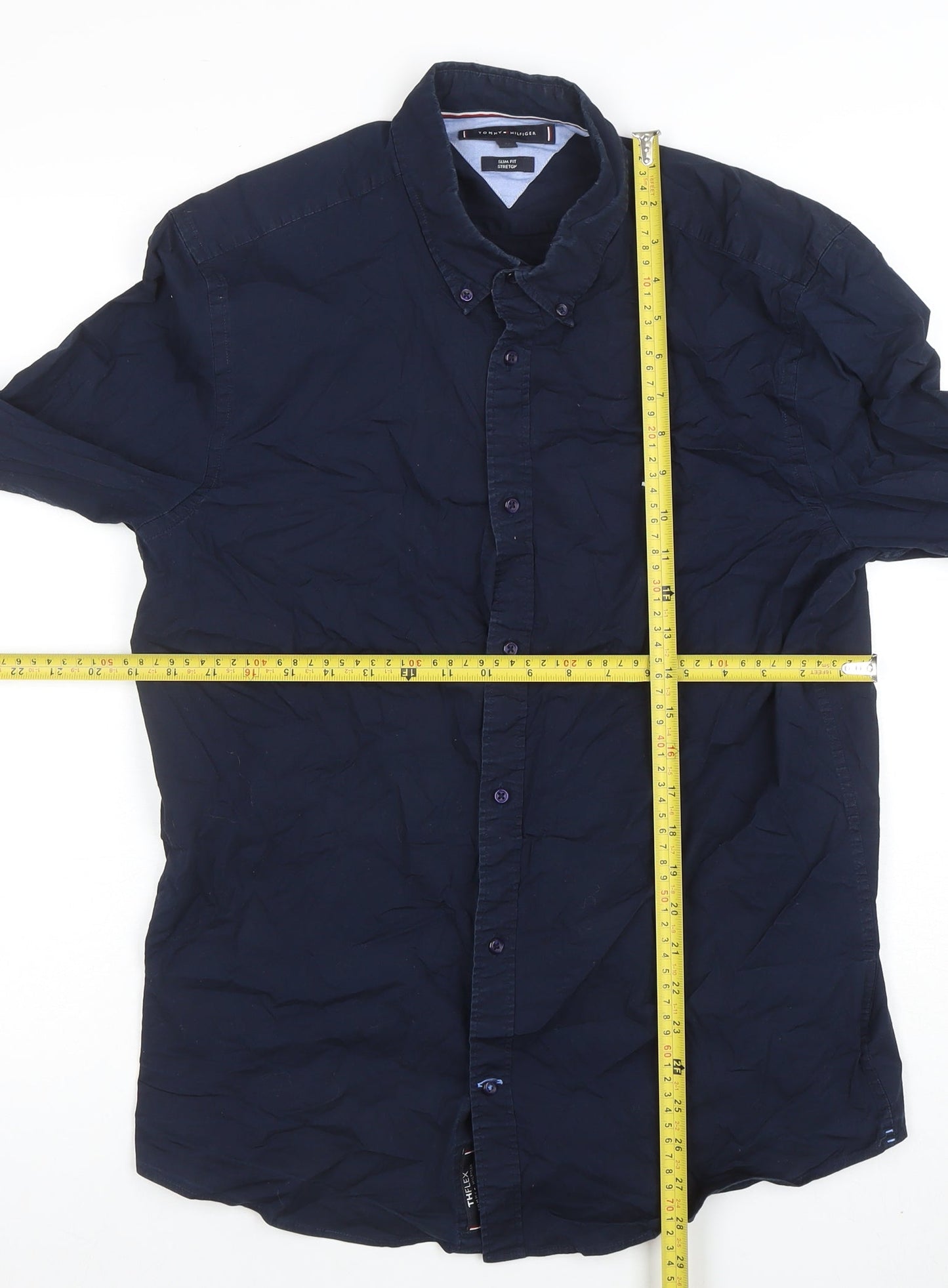 Tommy Hilfiger Men’s Blue Slim Fit Long Sleeve Button-Up Shirt XL