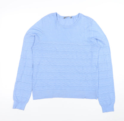 Oasis Women's Blue Knit Crew Neck Cotton Jumper Size M