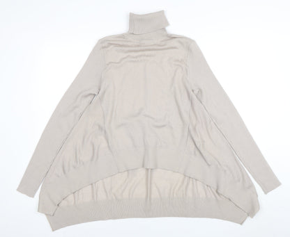 Karen Millen Women Beige Roll Neck Merino Wool Jumper Size 10