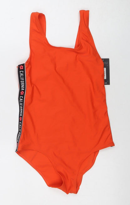 New Look Girls Orange One Piece Swimsuit 14-15 Years Quick Dry