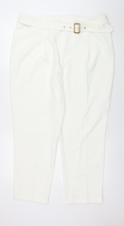 Womens UK Size 18 M&Co Regular Fit Business Casual Formal Ivory Trousers