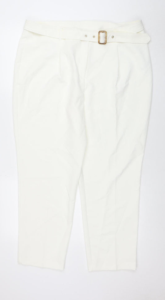 Womens UK Size 18 M&Co Regular Fit Business Casual Formal Ivory Trousers