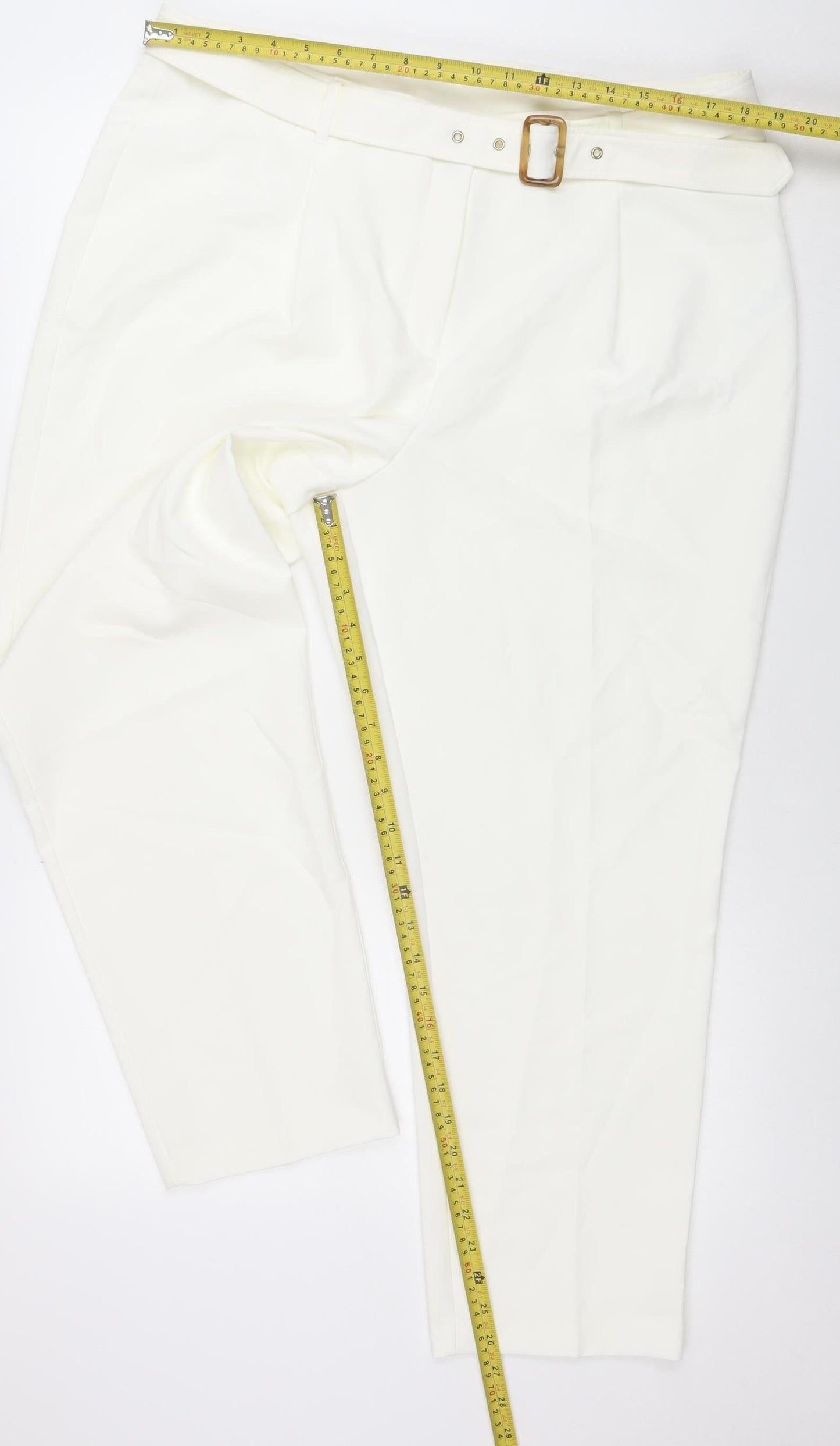 Womens UK Size 18 M&Co Regular Fit Business Casual Formal Ivory Trousers
