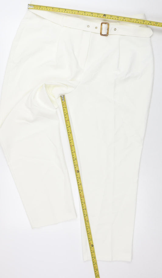 Womens UK Size 18 M&Co Regular Fit Business Casual Formal Ivory Trousers