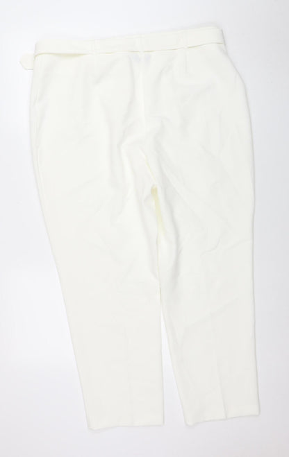 Womens UK Size 18 M&Co Regular Fit Business Casual Formal Ivory Trousers