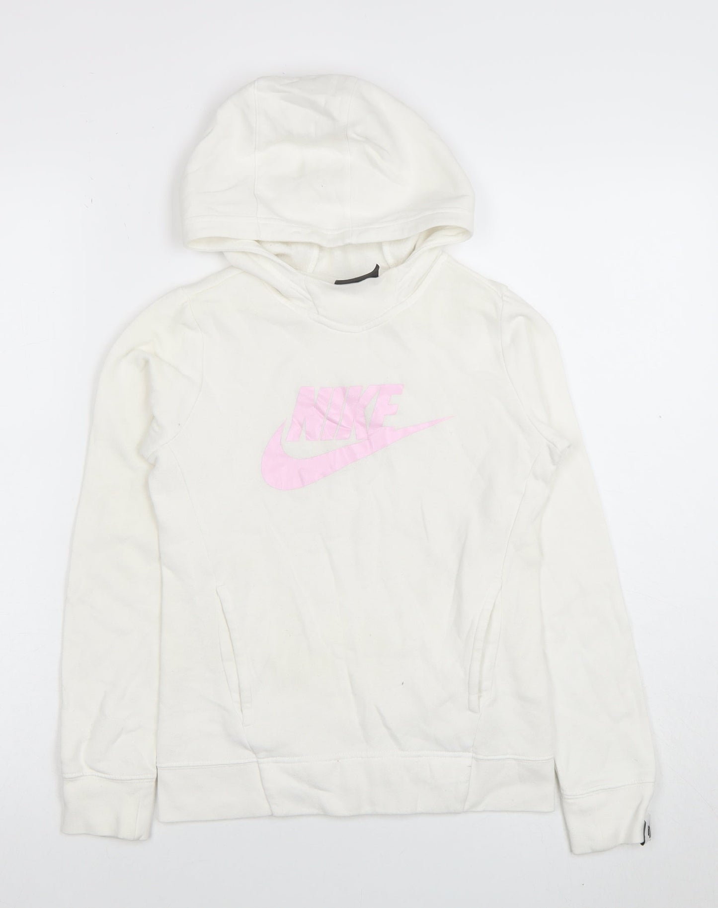 Girls UK Size 9-10 Years Nike White Pullover Hoodie
