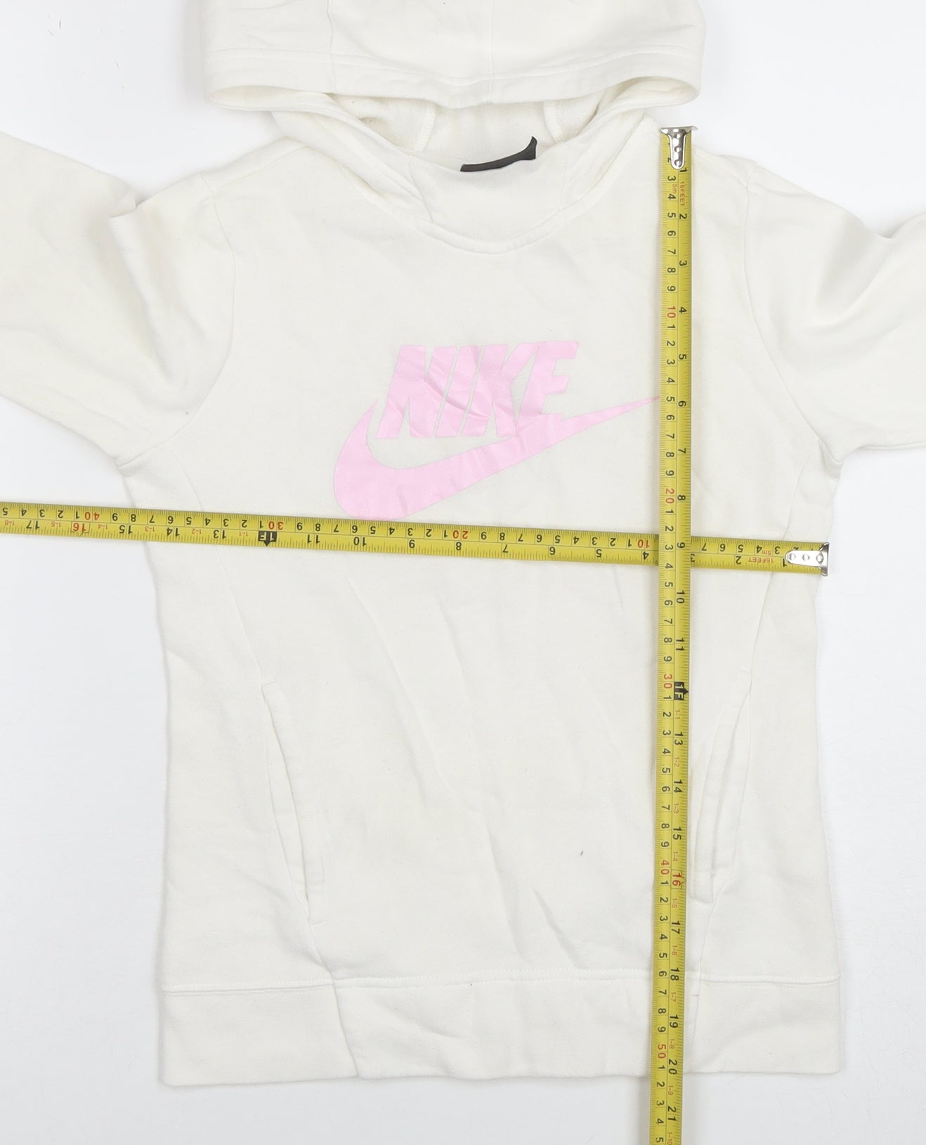 Girls UK Size 9-10 Years Nike White Pullover Hoodie
